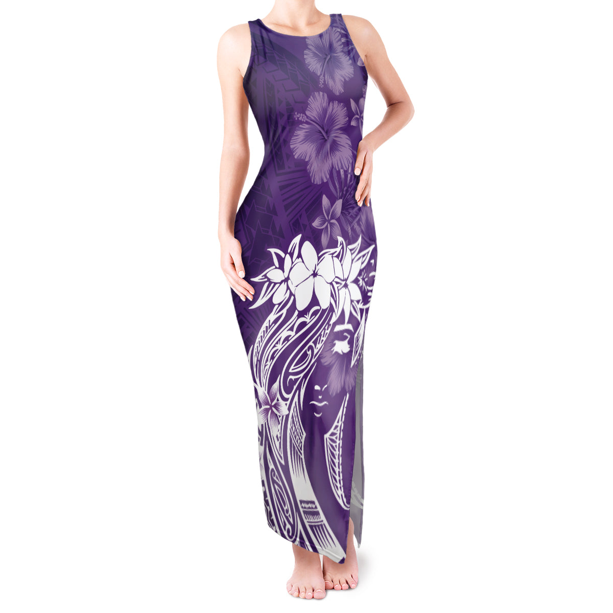 Polynesian Women's Day Tank Maxi Dress Plumeria Passion - Purple LT7 Women Purple - Polynesian Pride