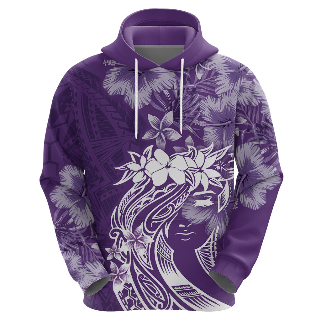 Polynesian Women's Day Zip Hoodie Plumeria Passion - Purple LT7 - Polynesian Pride