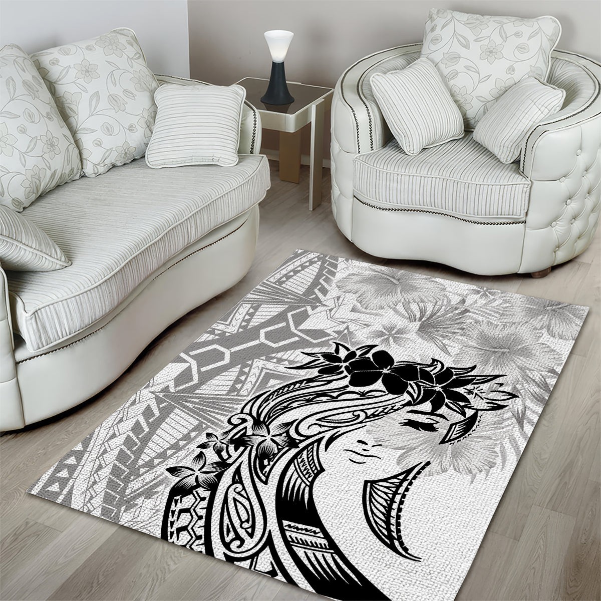 Polynesian Women's Day Area Rug Plumeria Passion - White LT7 - Polynesian Pride