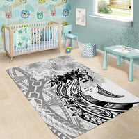 Polynesian Women's Day Area Rug Plumeria Passion - White LT7 - Polynesian Pride