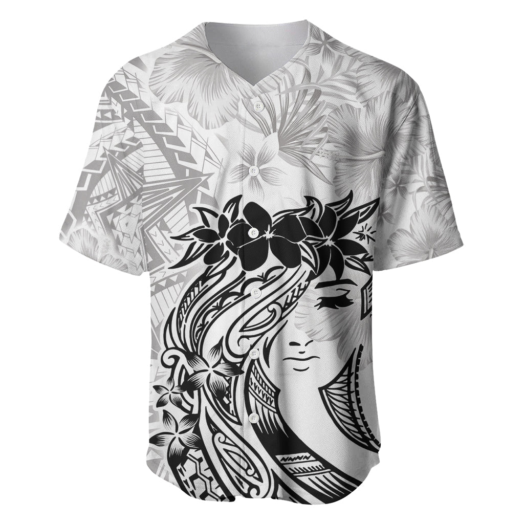 Polynesian Women's Day Baseball Jersey Plumeria Passion - White LT7 White - Polynesian Pride