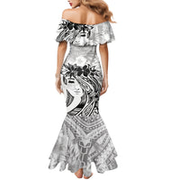 Polynesian Women's Day Family Matching Mermaid Dress and Hawaiian Shirt Plumeria Passion - White LT7 - Polynesian Pride