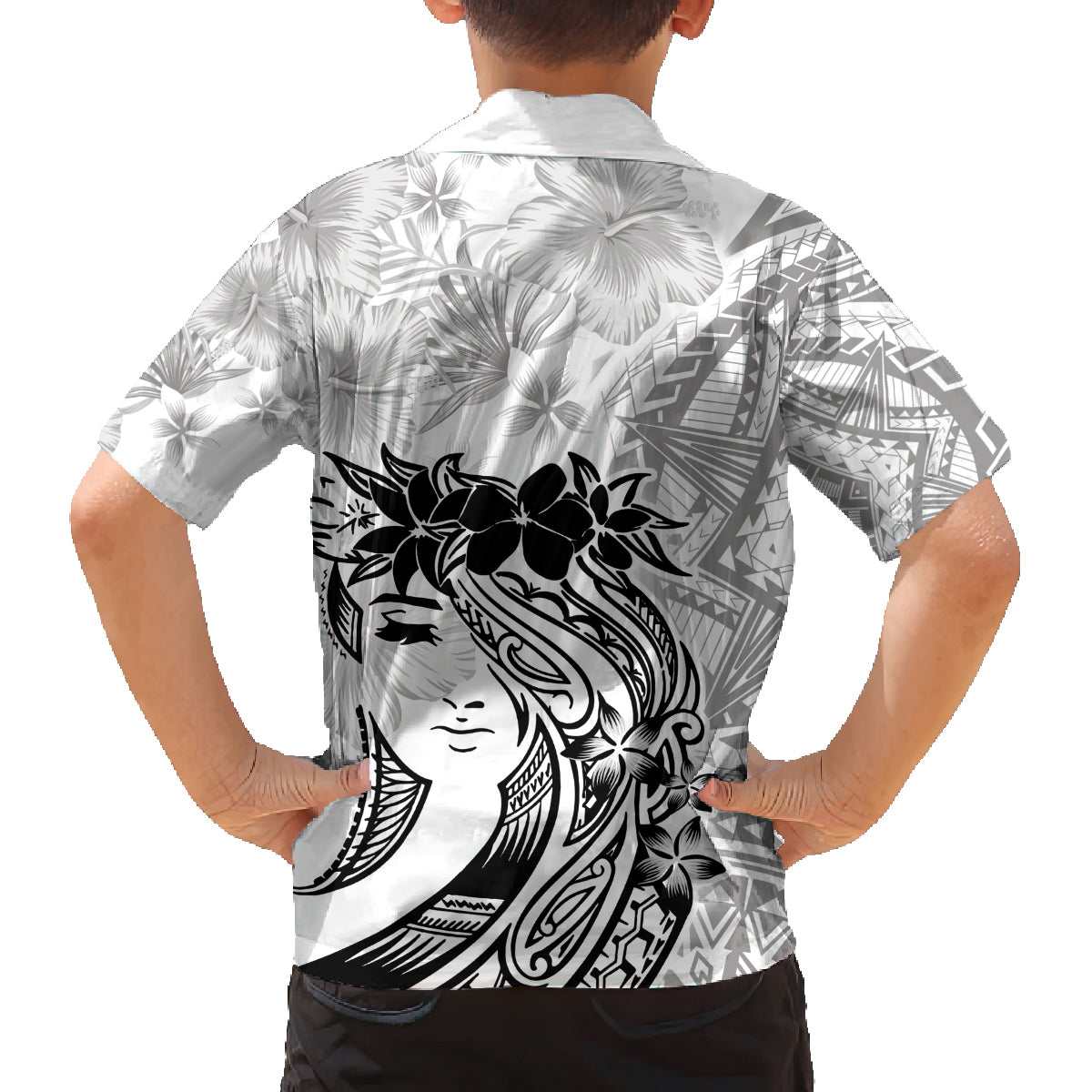 Polynesian Women's Day Family Matching Off Shoulder Long Sleeve Dress and Hawaiian Shirt Plumeria Passion - White LT7 - Polynesian Pride