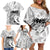 Polynesian Women's Day Family Matching Off Shoulder Short Dress and Hawaiian Shirt Plumeria Passion - White LT7 - Polynesian Pride