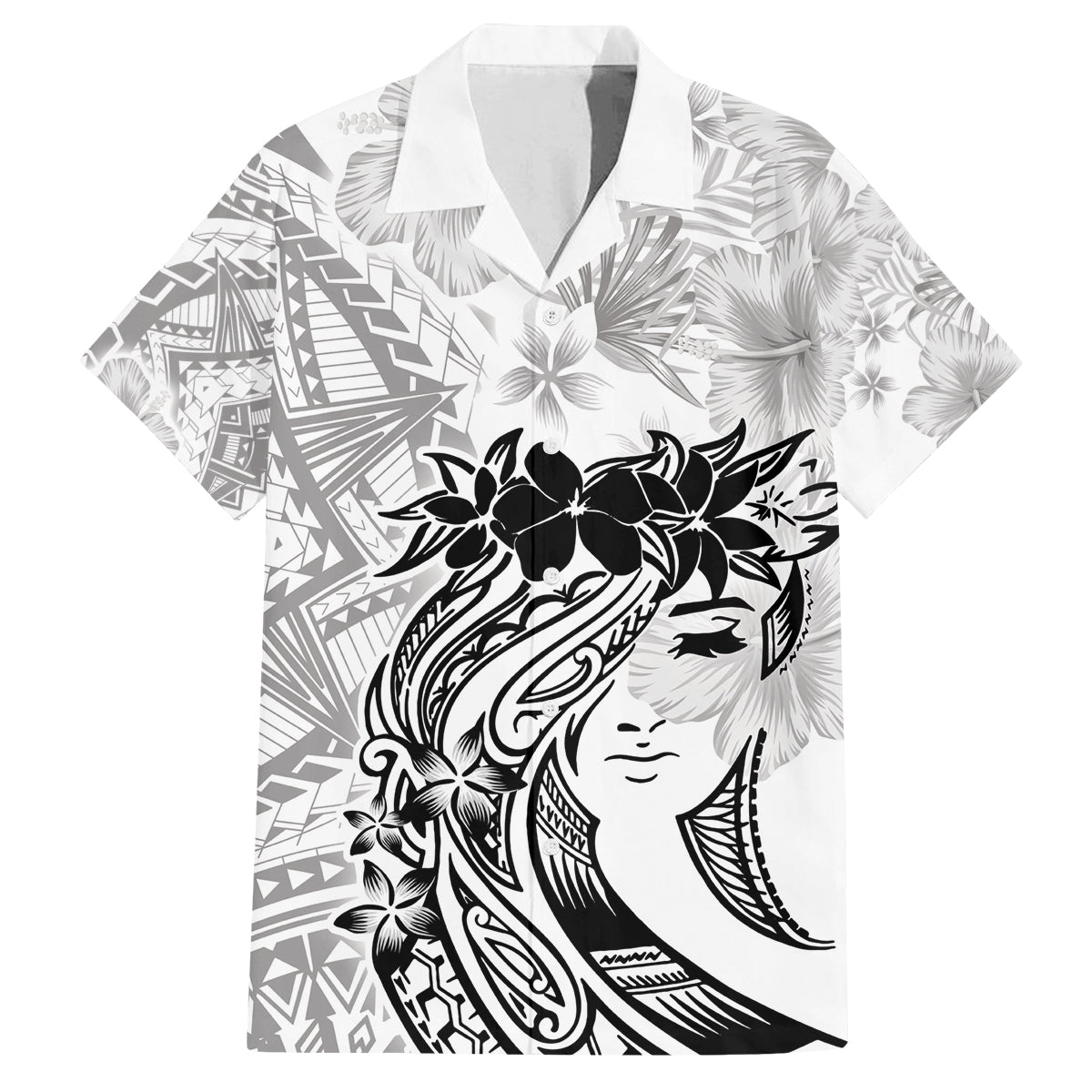 Polynesian Women's Day Family Matching Summer Maxi Dress and Hawaiian Shirt Plumeria Passion - White LT7 Dad's Shirt - Short Sleeve White - Polynesian Pride