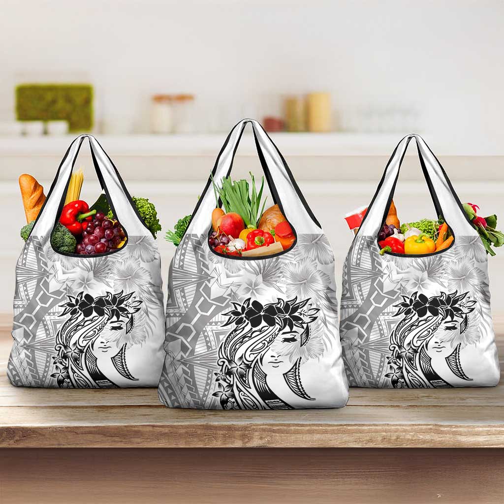 Polynesian Women's Day Grocery Bag Plumeria Passion - White LT7 3-pack One Size White - Polynesian Pride