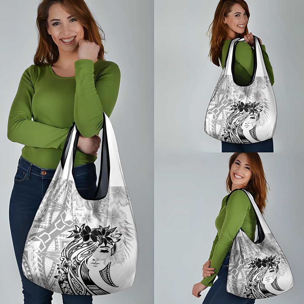 Polynesian Women's Day Grocery Bag Plumeria Passion - White LT7 - Polynesian Pride