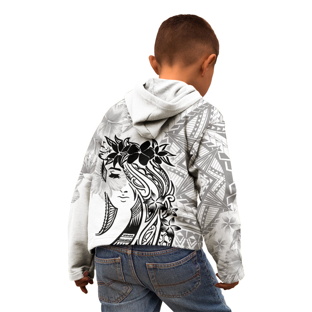 Polynesian Women's Day Kid Hoodie Plumeria Passion - White LT7 - Polynesian Pride