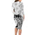 Polynesian Women's Day Long Sleeve Bodycon Dress Plumeria Passion - White LT7 - Polynesian Pride