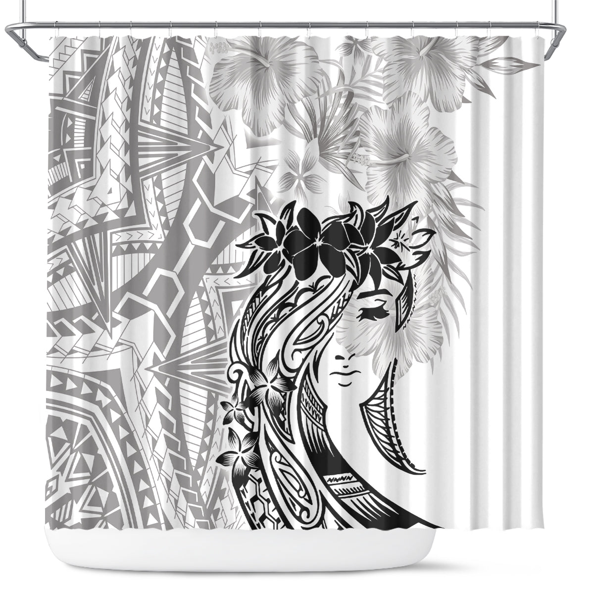 Polynesian Women's Day Shower Curtain Plumeria Passion - White LT7 White - Polynesian Pride