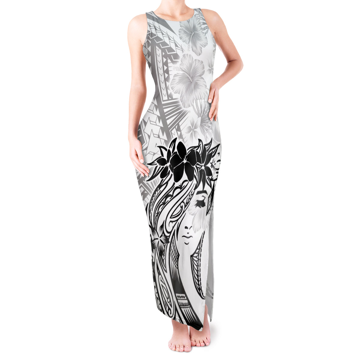 Polynesian Women's Day Tank Maxi Dress Plumeria Passion - White LT7 Women White - Polynesian Pride