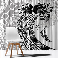 Polynesian Women's Day Window Curtain Plumeria Passion - White LT7 - Polynesian Pride