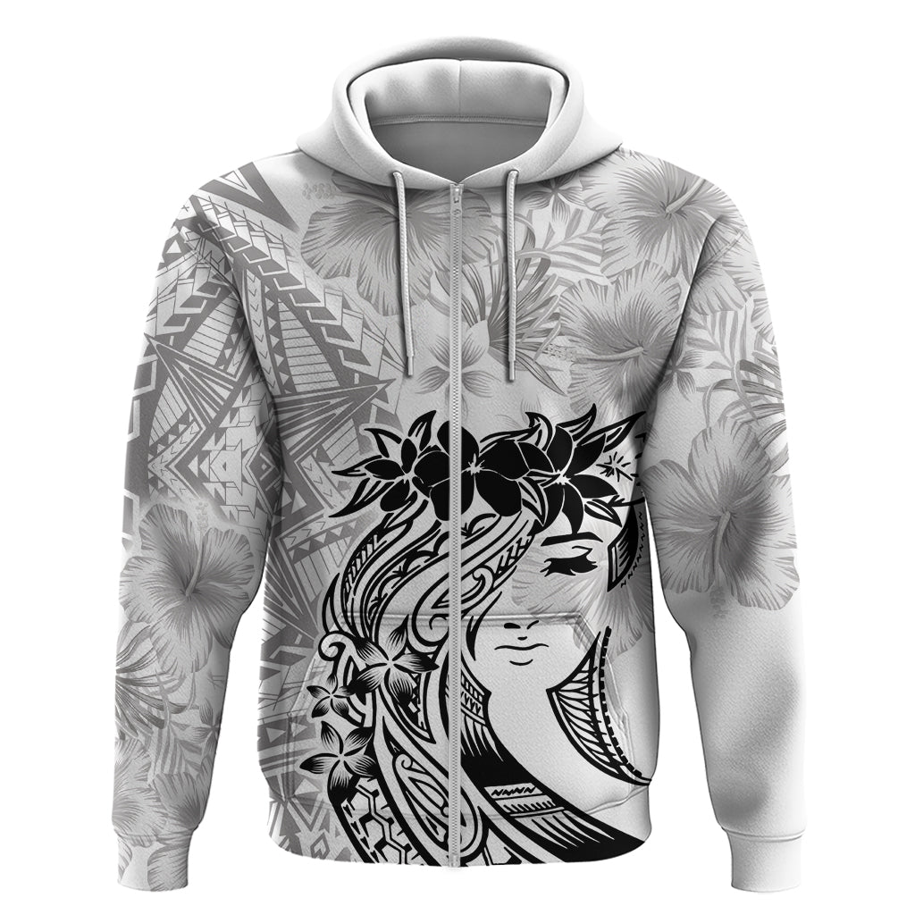 Polynesian Women's Day Zip Hoodie Plumeria Passion - White LT7 Zip Hoodie White - Polynesian Pride