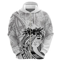 Polynesian Women's Day Zip Hoodie Plumeria Passion - White LT7 - Polynesian Pride