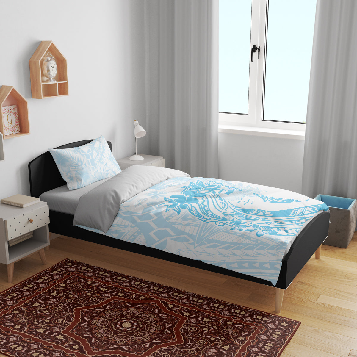 Polynesian Women's Day Bedding Set Plumeria Passion - Turquoise LT7 - Polynesian Pride