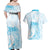 Polynesian Women's Day Couples Matching Off Shoulder Maxi Dress and Hawaiian Shirt Plumeria Passion - Turquoise LT7 - Polynesian Pride