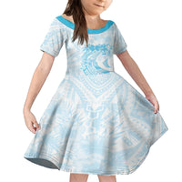 Polynesian Women's Day Family Matching Long Sleeve Bodycon Dress and Hawaiian Shirt Plumeria Passion - Turquoise LT7 Daughter's Dress Turquoise - Polynesian Pride