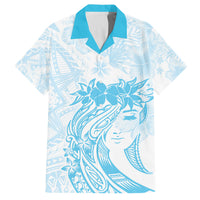 Polynesian Women's Day Family Matching Long Sleeve Bodycon Dress and Hawaiian Shirt Plumeria Passion - Turquoise LT7 Dad's Shirt - Short Sleeve Turquoise - Polynesian Pride