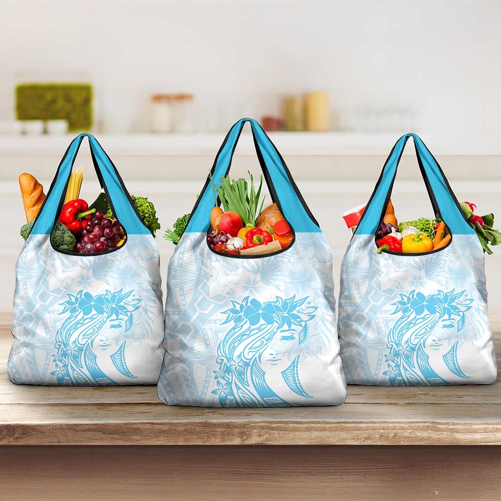 Polynesian Women's Day Grocery Bag Plumeria Passion - Turquoise