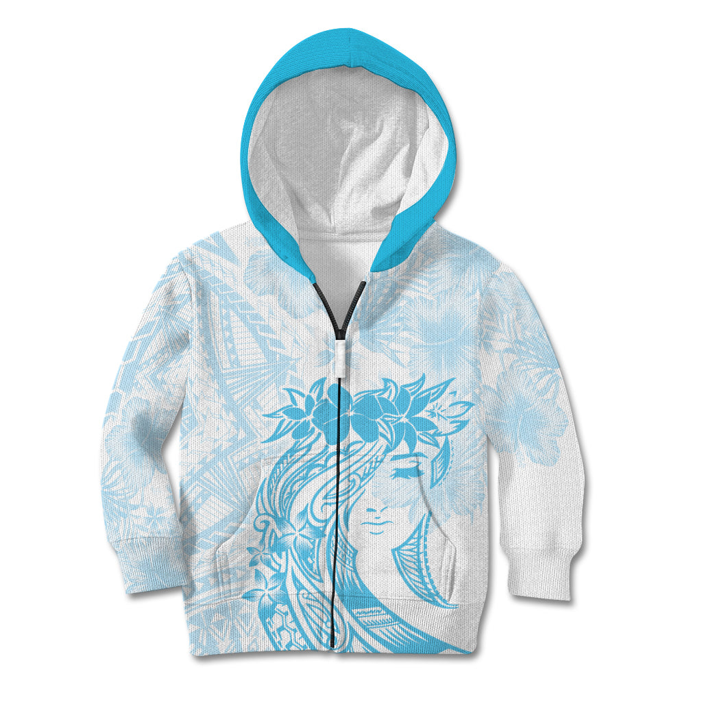 Polynesian Women's Day Kid Hoodie Plumeria Passion - Turquoise LT7 Zip Hoodie Turquoise - Polynesian Pride