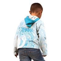 Polynesian Women's Day Kid Hoodie Plumeria Passion - Turquoise LT7 - Polynesian Pride