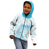 Polynesian Women's Day Kid Hoodie Plumeria Passion - Turquoise LT7 - Polynesian Pride