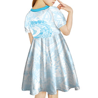 Polynesian Women's Day Kid Short Sleeve Dress Plumeria Passion - Turquoise LT7 - Polynesian Pride