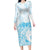 Polynesian Women's Day Long Sleeve Bodycon Dress Plumeria Passion - Turquoise LT7 Long Dress Turquoise - Polynesian Pride