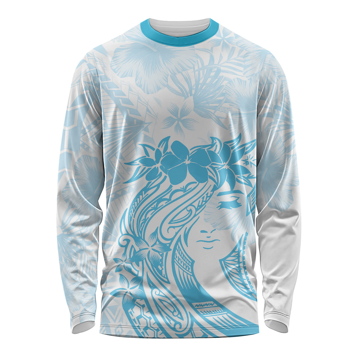 Polynesian Women's Day Long Sleeve Shirt Plumeria Passion - Turquoise LT7 Unisex Turquoise - Polynesian Pride