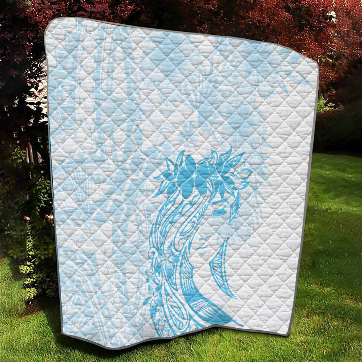 Polynesian Women's Day Quilt Plumeria Passion - Turquoise LT7 - Polynesian Pride