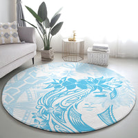 Polynesian Women's Day Round Carpet Plumeria Passion - Turquoise LT7 - Polynesian Pride