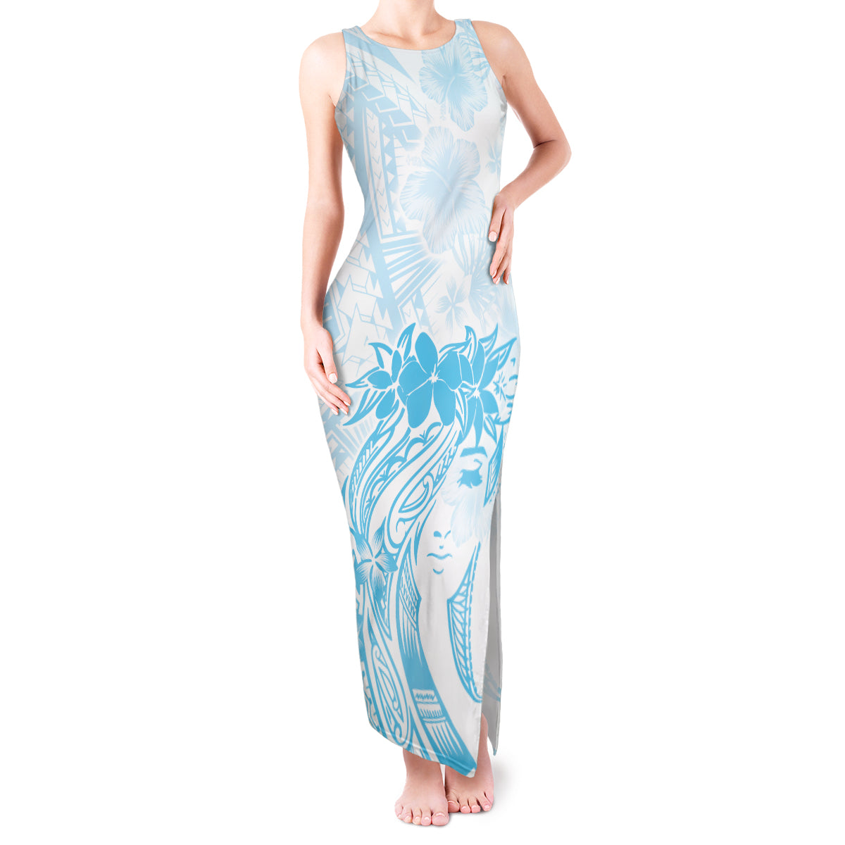 Polynesian Women's Day Tank Maxi Dress Plumeria Passion - Turquoise LT7 Women Turquoise - Polynesian Pride