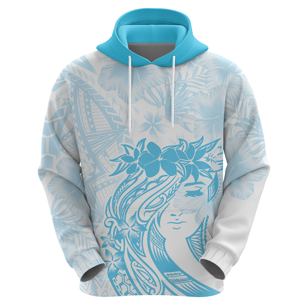 Polynesian Women's Day Zip Hoodie Plumeria Passion - Turquoise LT7 - Polynesian Pride