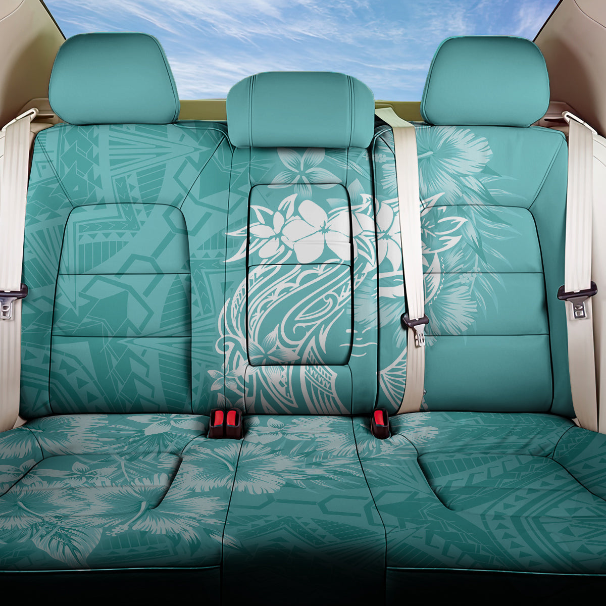 Polynesian Women's Day Back Car Seat Cover Plumeria Passion - Teal LT7