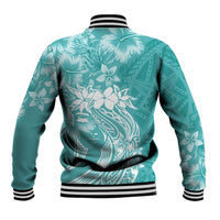 Polynesian Women's Day Baseball Jacket Plumeria Passion - Teal LT7 - Polynesian Pride