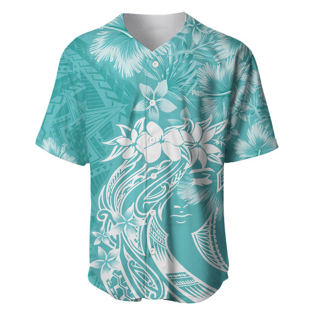 Polynesian Women's Day Baseball Jersey Plumeria Passion - Teal LT7 Teal - Polynesian Pride