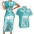 Polynesian Women's Day Couples Matching Short Sleeve Bodycon Dress and Hawaiian Shirt Plumeria Passion - Teal LT7 Teal - Polynesian Pride