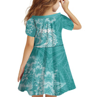 Polynesian Women's Day Family Matching Off Shoulder Long Sleeve Dress and Hawaiian Shirt Plumeria Passion - Teal LT7 - Polynesian Pride