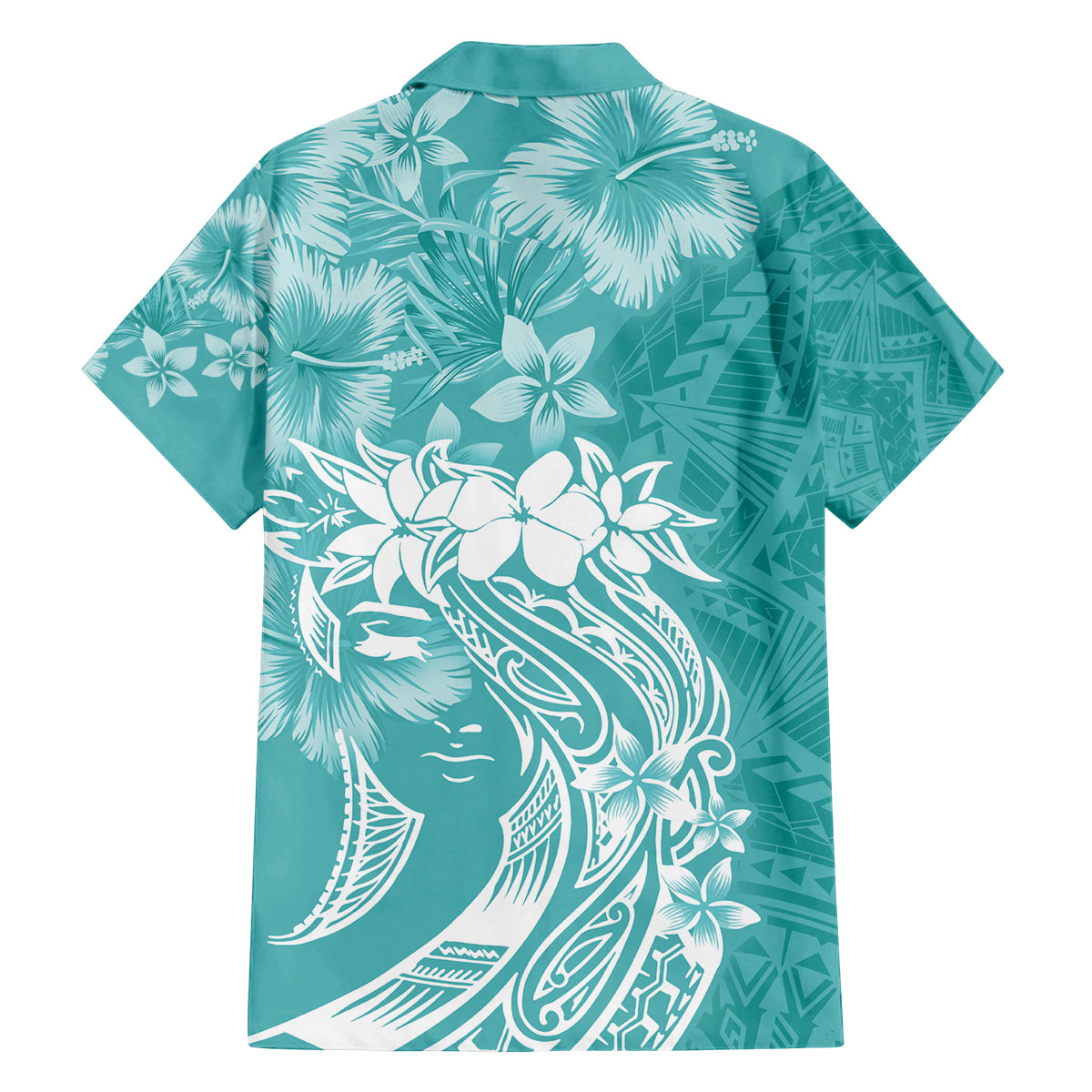 Polynesian Women's Day Family Matching Off Shoulder Long Sleeve Dress and Hawaiian Shirt Plumeria Passion - Teal LT7 - Polynesian Pride