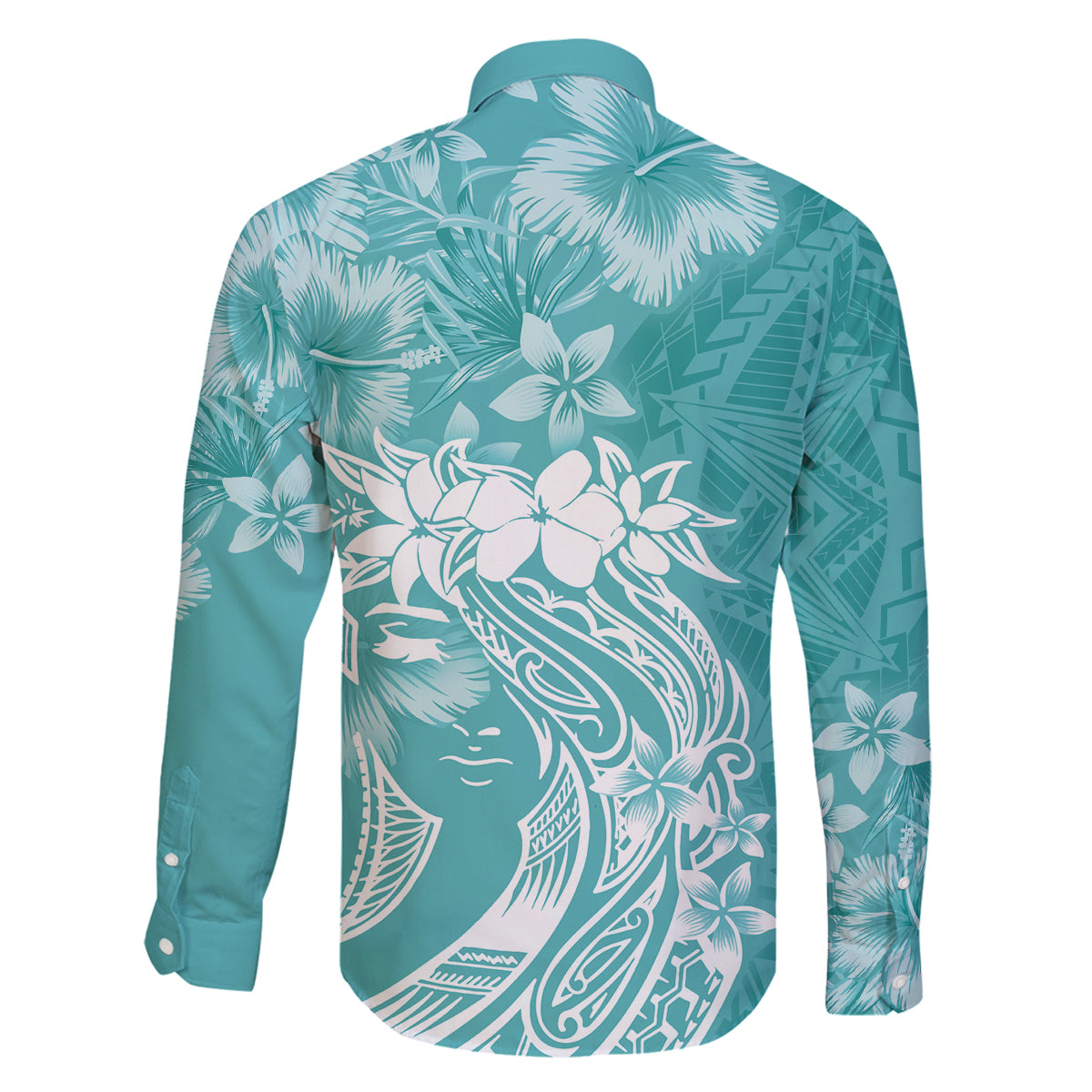Polynesian Women's Day Family Matching Off Shoulder Long Sleeve Dress and Hawaiian Shirt Plumeria Passion - Teal LT7 - Polynesian Pride