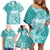 Polynesian Women's Day Family Matching Off Shoulder Short Dress and Hawaiian Shirt Plumeria Passion - Teal LT7 - Polynesian Pride