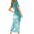 Polynesian Women's Day Family Matching Short Sleeve Bodycon Dress and Hawaiian Shirt Plumeria Passion - Teal LT7 - Polynesian Pride