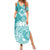 Polynesian Women's Day Family Matching Summer Maxi Dress and Hawaiian Shirt Plumeria Passion - Teal LT7 Mom's Dress Teal - Polynesian Pride