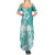 Polynesian Women's Day Family Matching Summer Maxi Dress and Hawaiian Shirt Plumeria Passion - Teal LT7 - Polynesian Pride