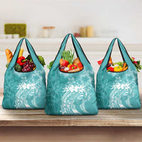 Polynesian Women's Day Grocery Bag Plumeria Passion - Teal LT7 3-pack One Size Teal - Polynesian Pride