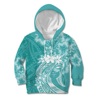 Polynesian Women's Day Kid Hoodie Plumeria Passion - Teal LT7 Hoodie Teal - Polynesian Pride
