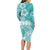 Polynesian Women's Day Long Sleeve Bodycon Dress Plumeria Passion - Teal LT7 - Polynesian Pride