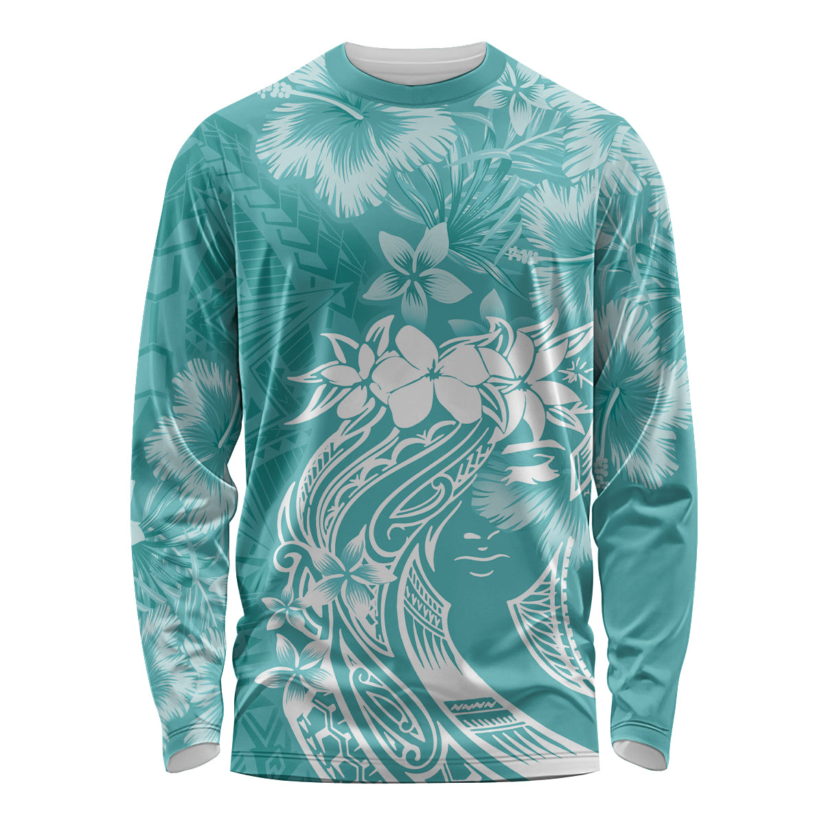 Polynesian Women's Day Long Sleeve Shirt Plumeria Passion - Teal LT7 Unisex Teal - Polynesian Pride