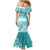 Polynesian Women's Day Mermaid Dress Plumeria Passion - Teal LT7 - Polynesian Pride