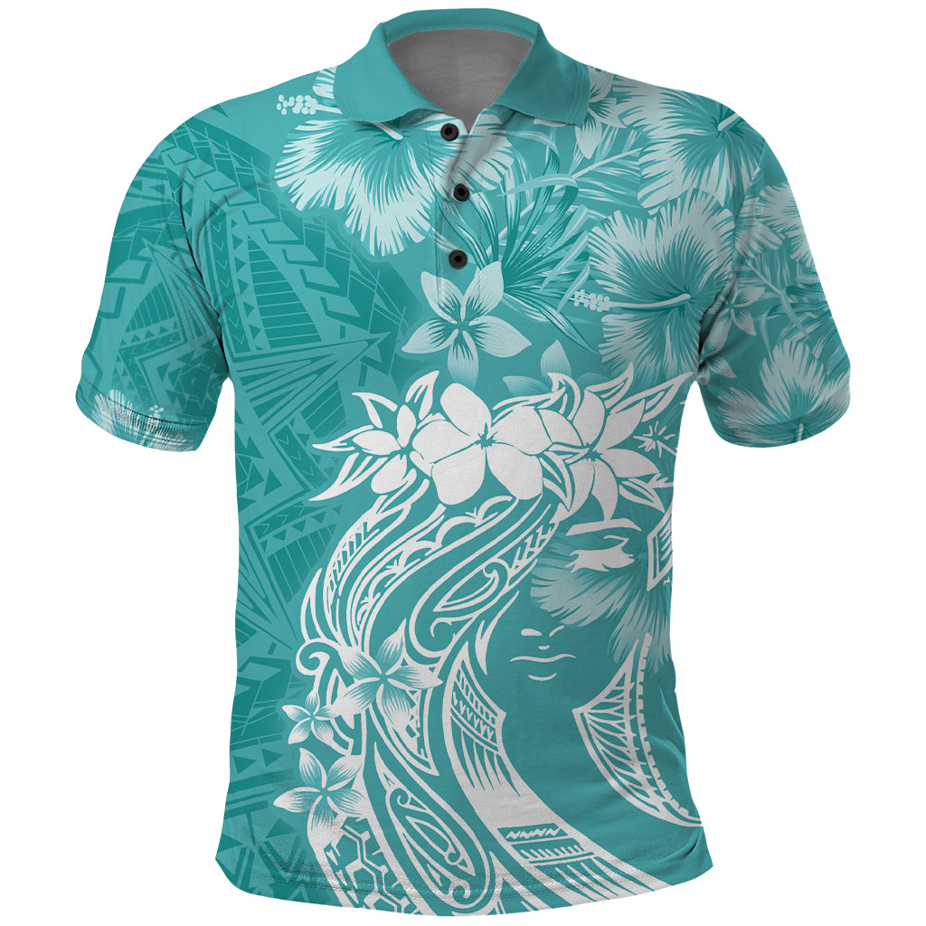 Polynesian Women's Day Polo Shirt Plumeria Passion - Teal LT7 Teal - Polynesian Pride
